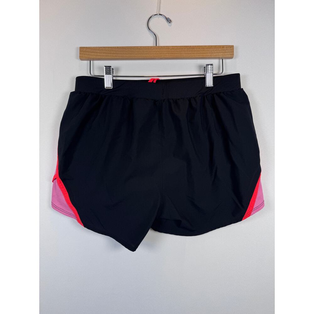 Women's Medium Under Armour Running Shorts Mesh Drawstring Black Coral - Picture 6 of 9